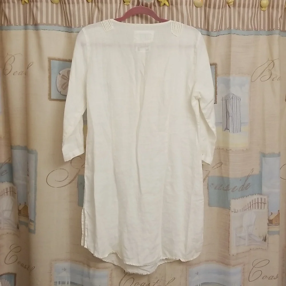 💛Malvin I 🖤 Linen Tunic / Coverup with Crochet Neckline - Picture 5 of 13